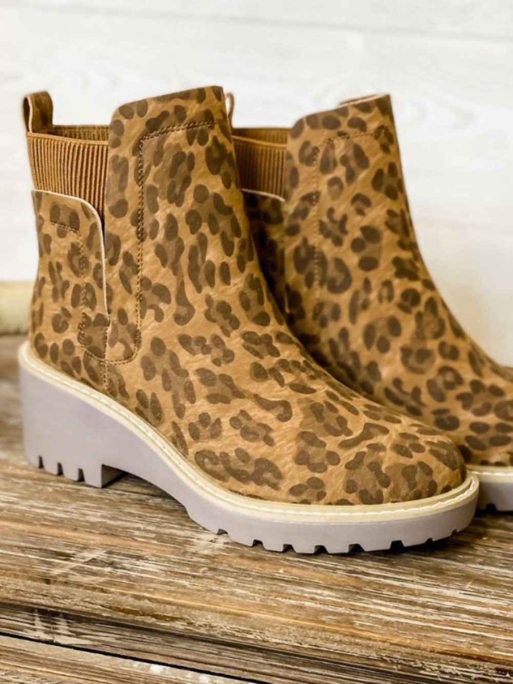 Corky’s leopard print Chelsea style boots